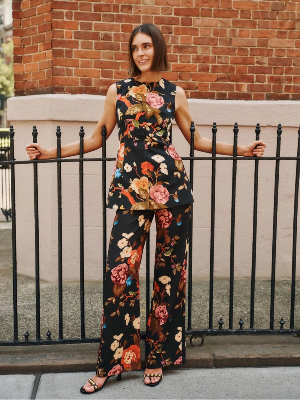Tuckernuck baroque floral set Rhoda tunic top & Erin pants sz 8 & M